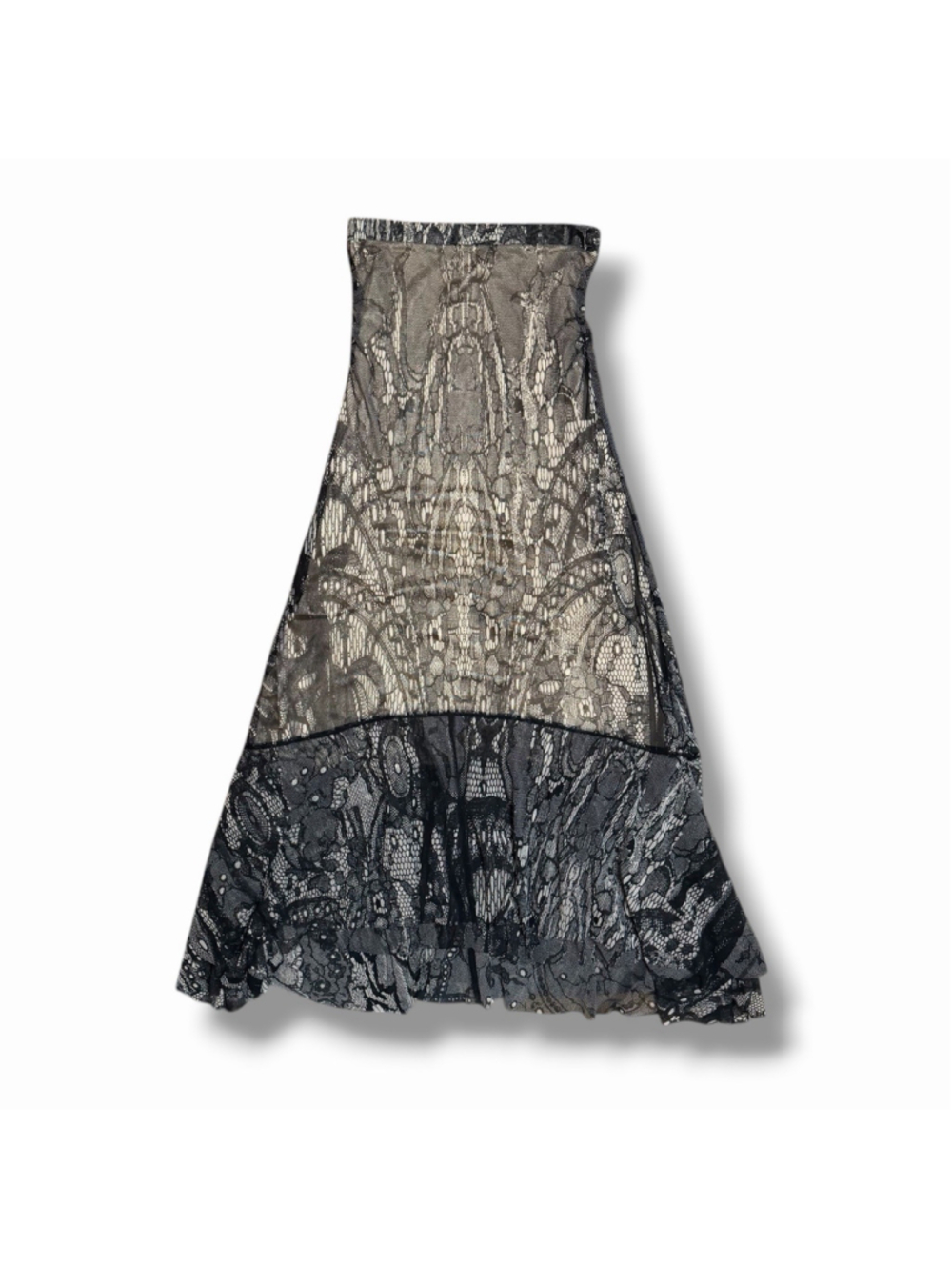 FUZZI GAULTIER Y2K Lace Mesh Maxi Skirt/Strapless Dress Whimsygoth Lined Large